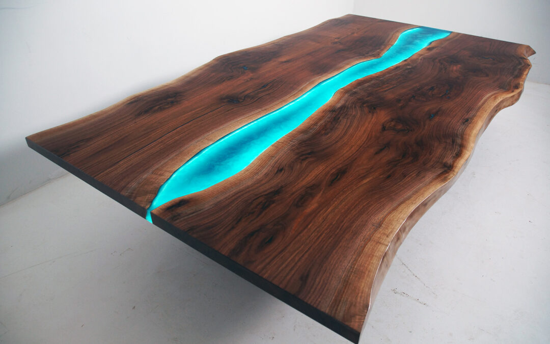 Large Walnut LED Lit Coffee Table