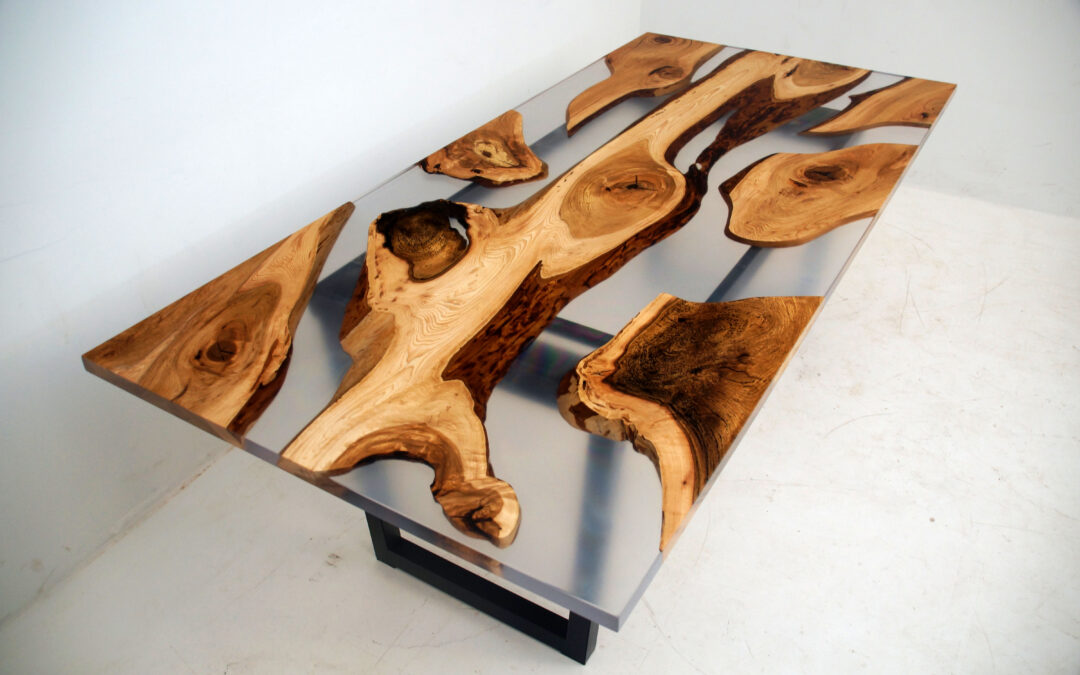 Live Edge Dining Table With Clear Resin