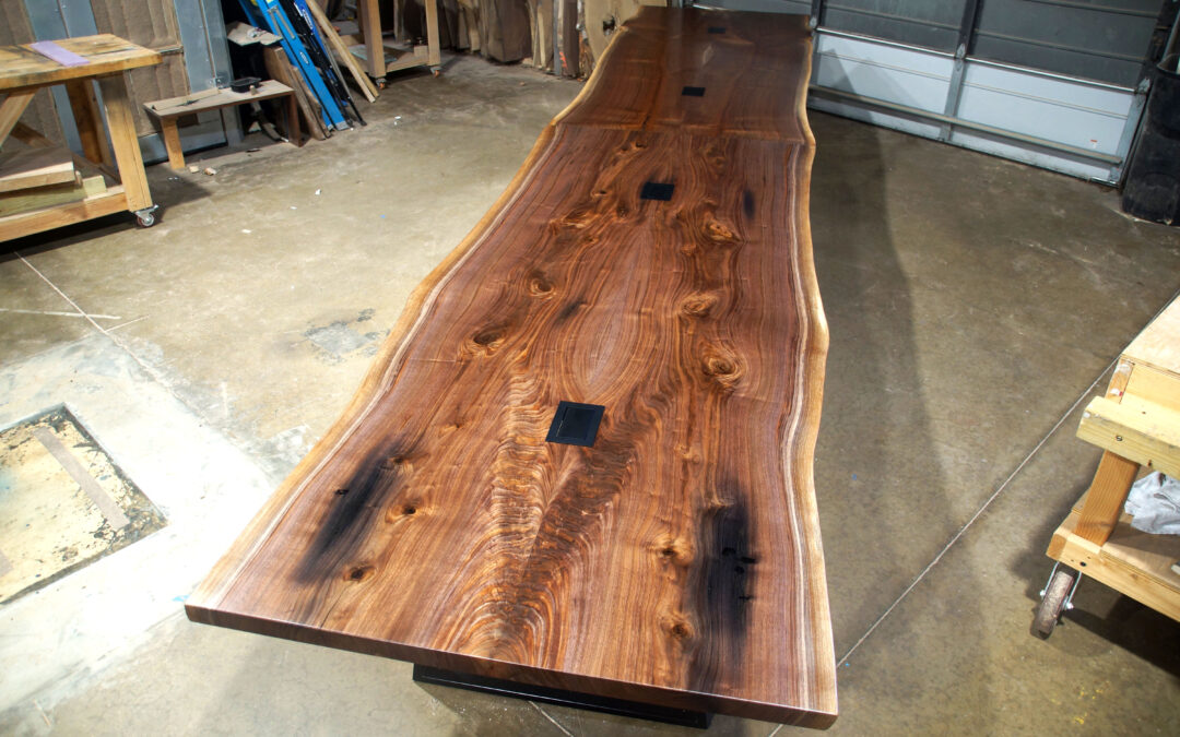 Two-Part Live Edge Conference Table Set