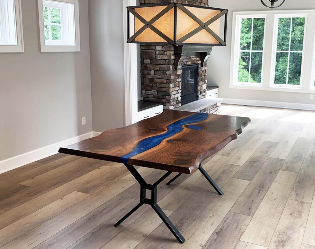 http://Live%20Edge%20Dining%20Room%20Table%20With%20Deep%20Blue%20Resin%20River%2012