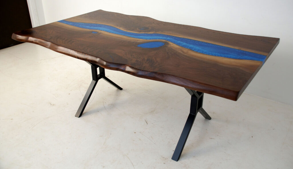http://Live%20Edge%20Dining%20Room%20Table%20With%20Deep%20Blue%20Resin%20River%206