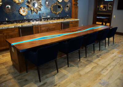 Walnut LED Epoxy Bar Top With Epoxy Resin 1