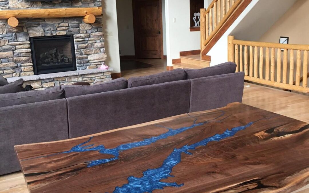 CNC Epoxy River Dining Table of Private Lakes