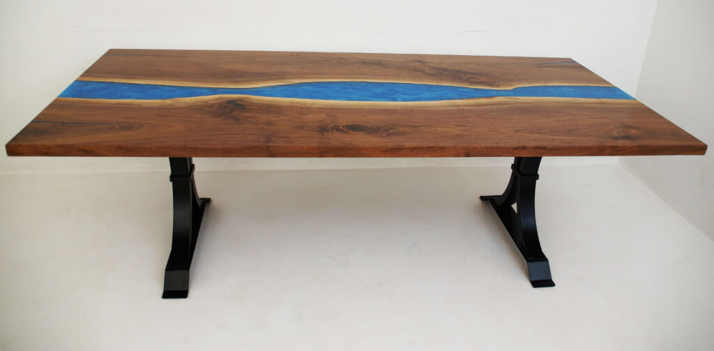 http://Walnut%20River%20Dining%20Table%20With%20Blue%20Epoxy%204