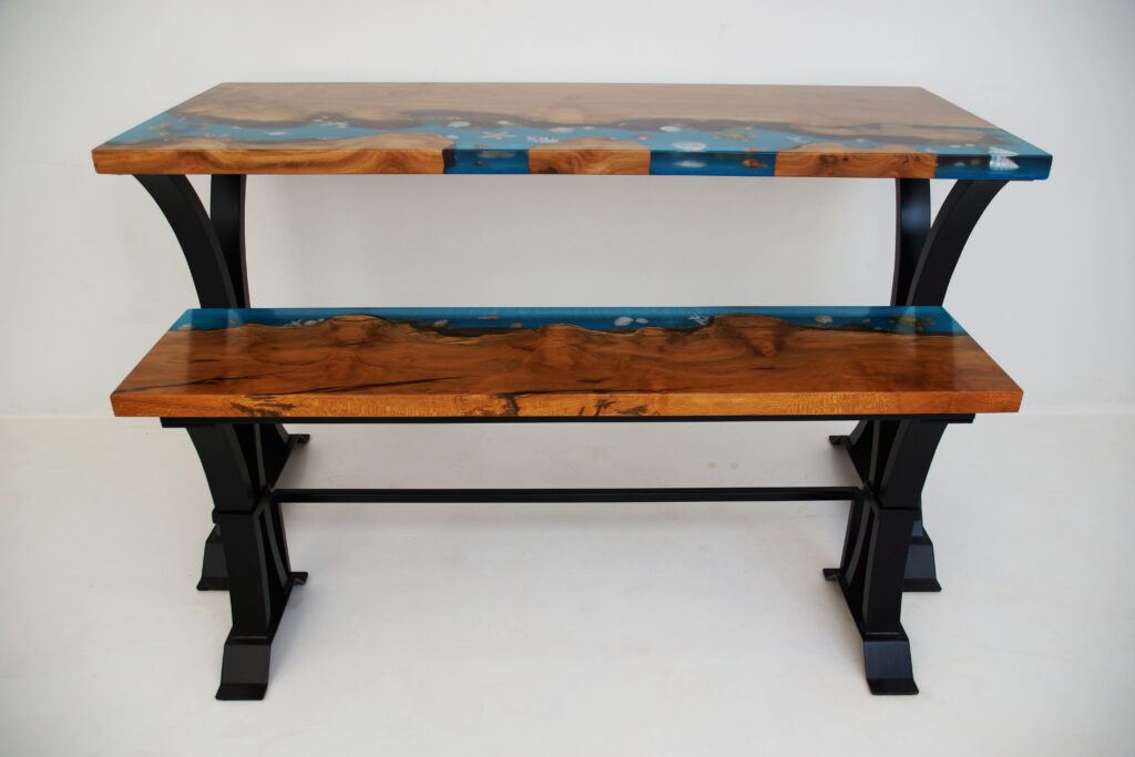 http://Epoxy%20and%20Sycamore%20Beach%20Table%20with%20Matching%20Bench%2012