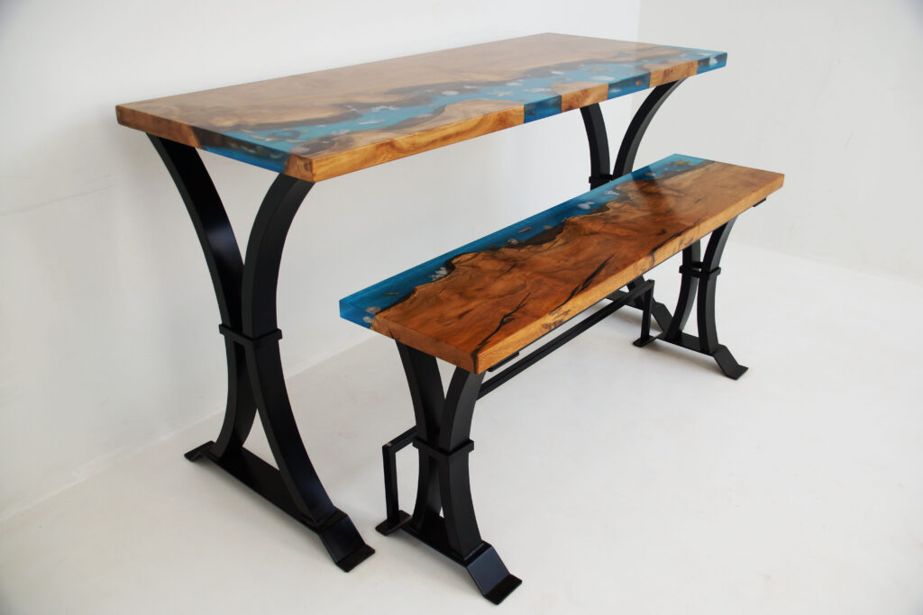 http://Epoxy%20and%20Sycamore%20Beach%20Table%20with%20Matching%20Bench%207