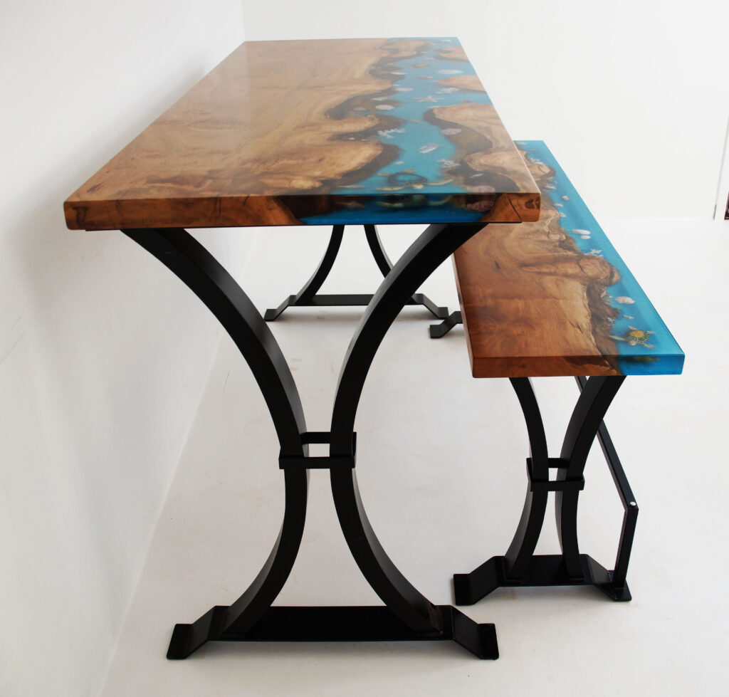 http://Epoxy%20and%20Sycamore%20Beach%20Table%20with%20Matching%20Bench%204