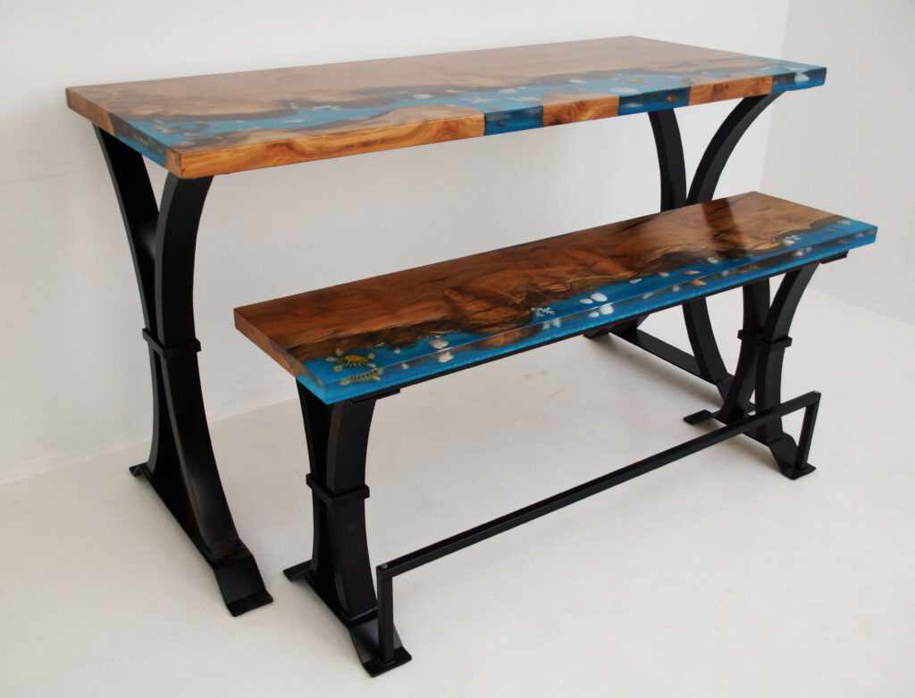 http://Epoxy%20and%20Sycamore%20Beach%20Table%20with%20Matching%20Bench%202