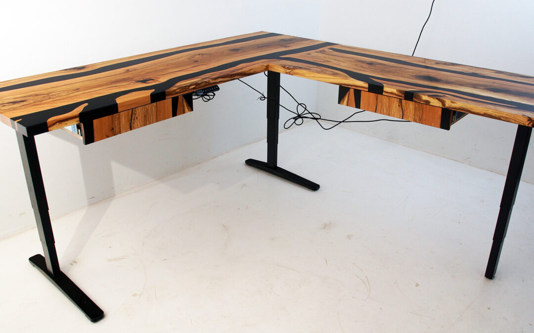 L-Shaped Ergonomic Beech River Desk