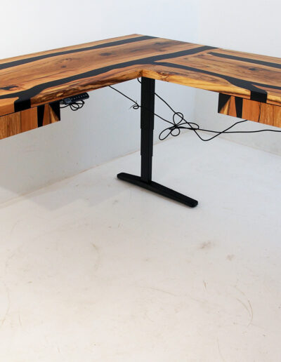 L Shaped Ergonomic Beech River Desk 1