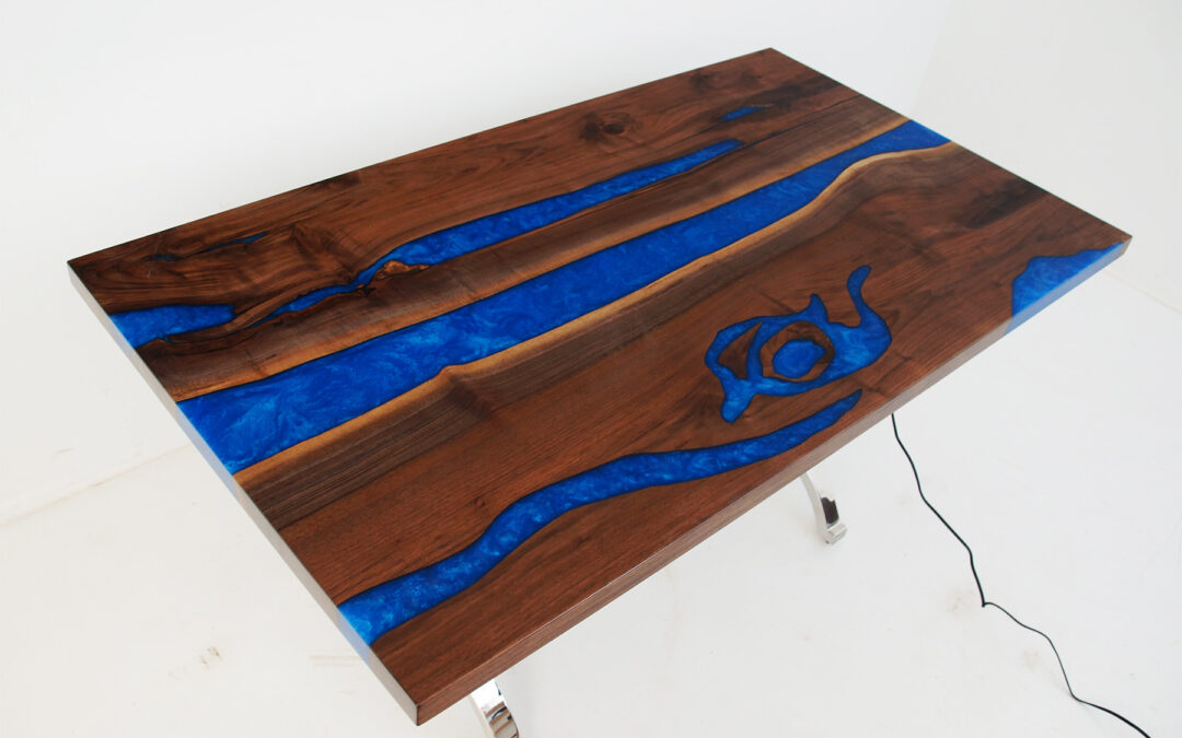 Blue River Walnut Dining Room Table With LED Lights