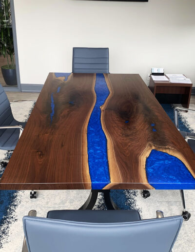 Walnut Conference Room Table with Epoxy Rivers And Lakes 12