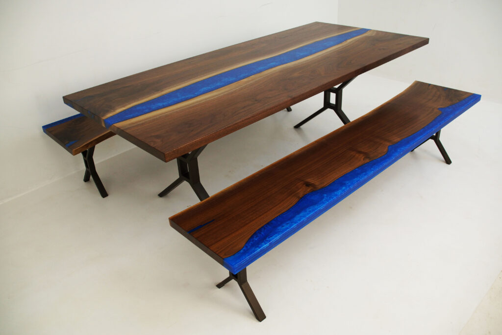 http://Walnut%20River%20Dining%20Table%20With%20Two%20Matching%20Benches