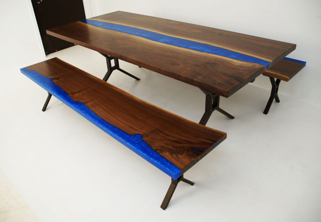 http://Walnut%20River%20Dining%20Table%20With%20Two%20Matching%20Benches%203