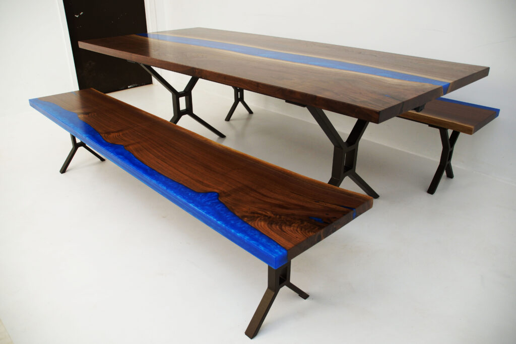 http://Walnut%20River%20Dining%20Table%20With%20Two%20Matching%20Benches%202