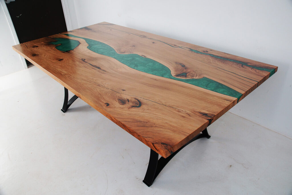 http://Hickory%20Dining%20Table%20With%20Green%20LED%20Lit%20Resin%204