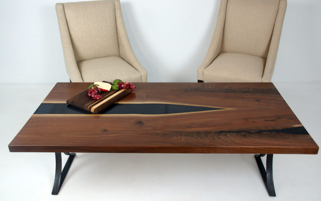 Walnut Coffee Table With Black River