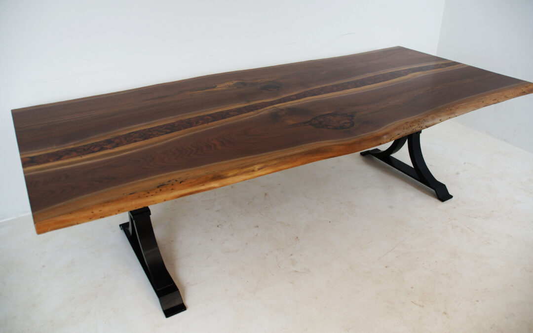 Large Walnut Dining Table With Copper River