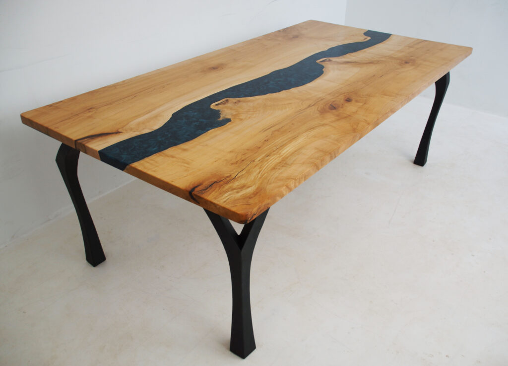 http://Maple%20Dining%20Table%20With%20Deep%20Blue%20Green%20River%201