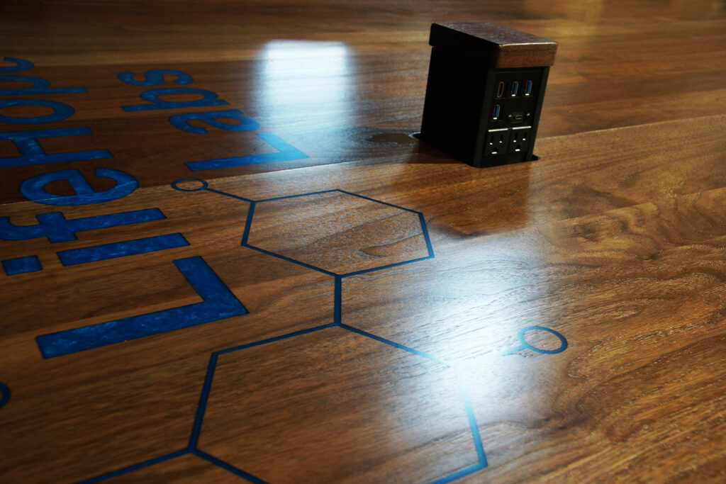 http://Walnut%20Plank%20Conference%20Table%20With%20CNC%20Logo%204