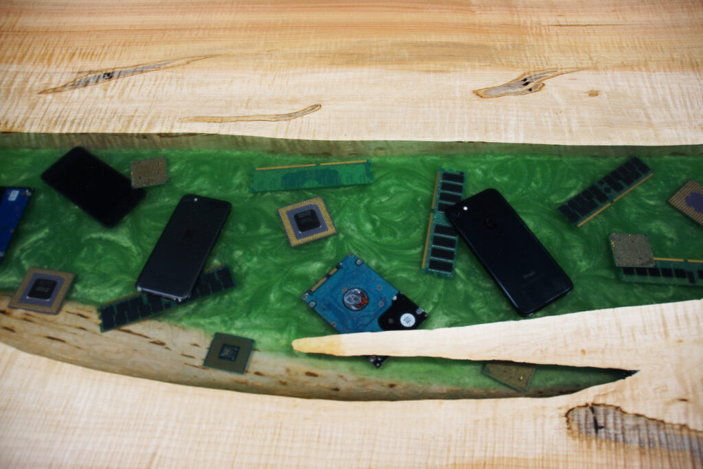 http://Large%20Conference%20River%20Table%20With%20CNC%20Logo%20&%20Embedded%20Electronics%209