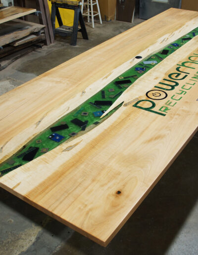 Large Conference River Table With CNC Logo & Embedded Electronics 6