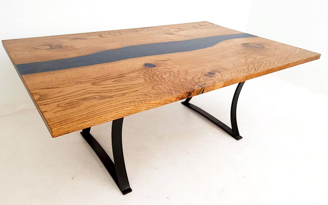 Live Edge Epoxy & Oak River Dining Table