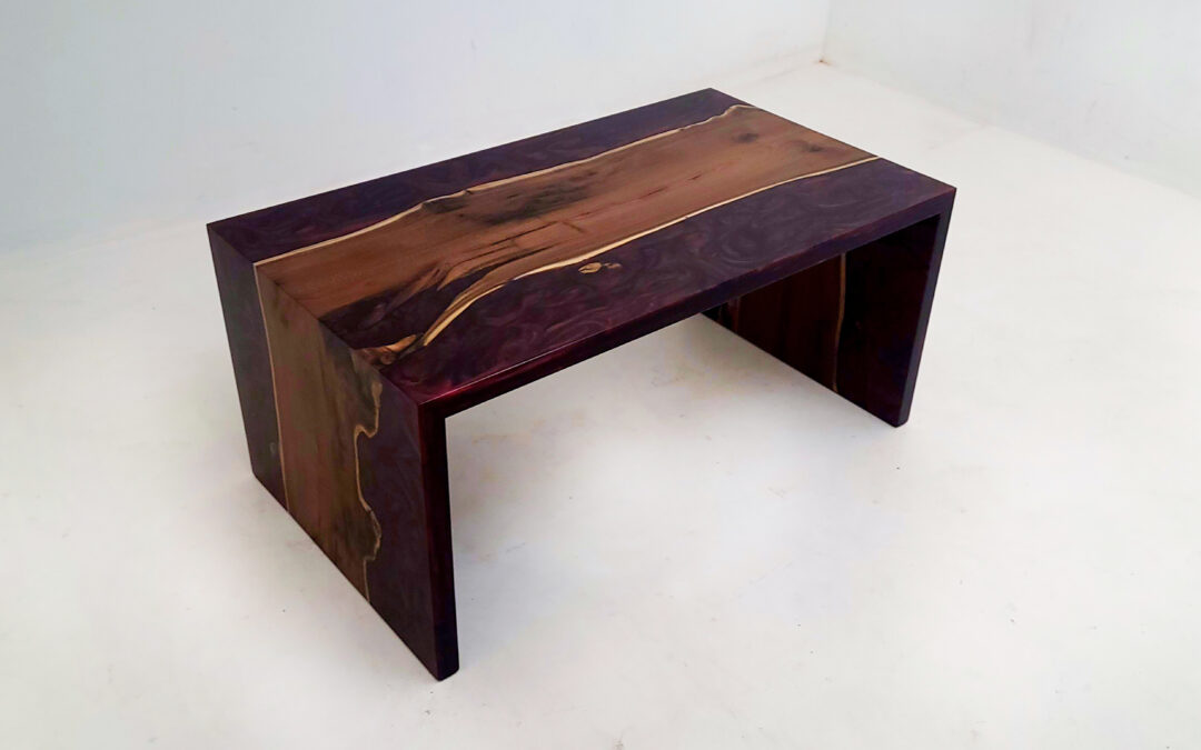 Burgundy Coffee Table With Epoxy & Maple Waterfall
