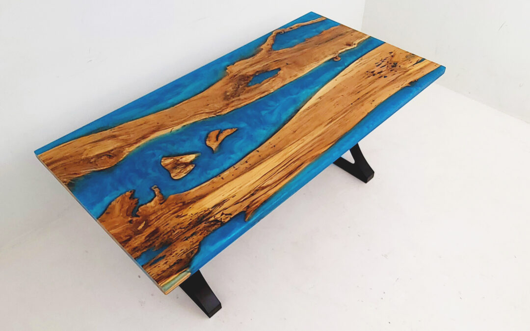 Beech Wood Dining Table With Epoxy Rivers