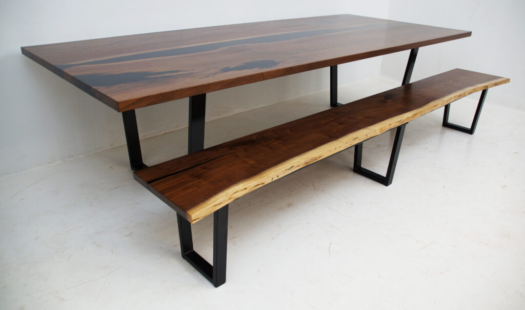http://Matching%20Walnut%20Dining%20Room%20Table%20&%20Live%20Edge%20Bench%203