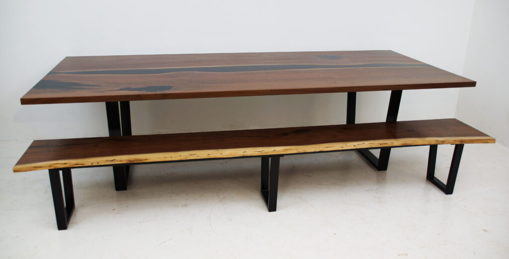 http://Matching%20Walnut%20Dining%20Room%20Table%20&%20Live%20Edge%20Bench%201