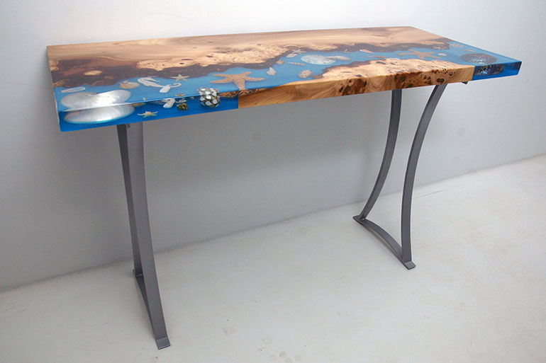 Epoxy Resin ‘Coral Reef’ Sofa Table