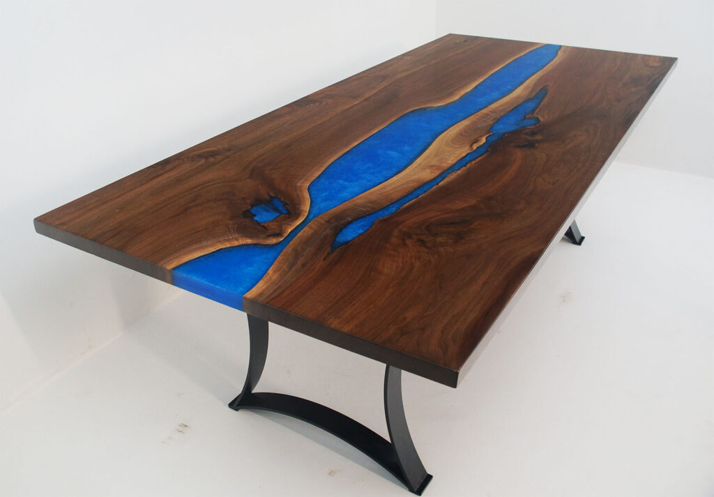 http://Blue%20Epoxy%20Walnut%20Dining%20Table%20with%20River%20and%20Lakes%208