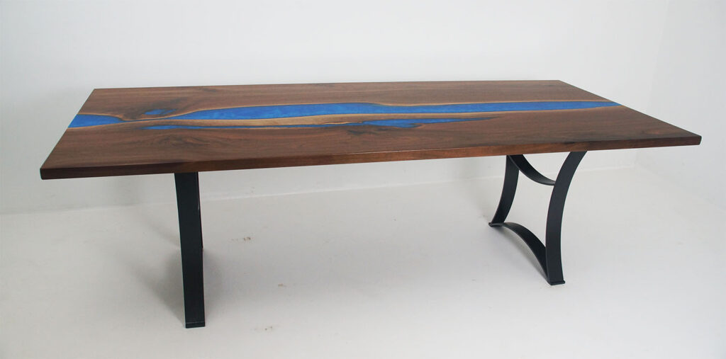 http://Blue%20Epoxy%20Walnut%20Dining%20Table%20with%20River%20and%20Lakes%206