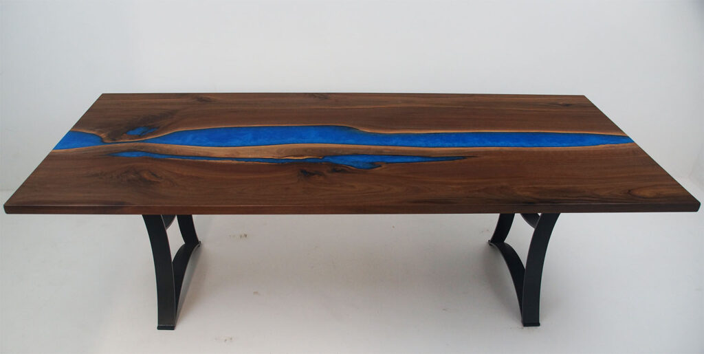 http://Blue%20Epoxy%20Walnut%20Dining%20Table%20with%20River%20and%20Lakes%202