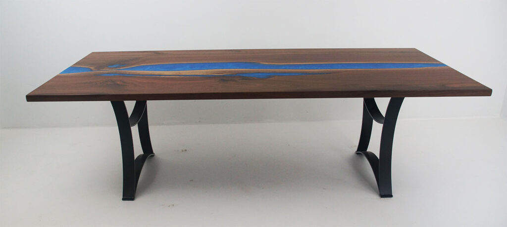http://Blue%20Epoxy%20Walnut%20Dining%20Table%20with%20River%20and%20Lakes%201