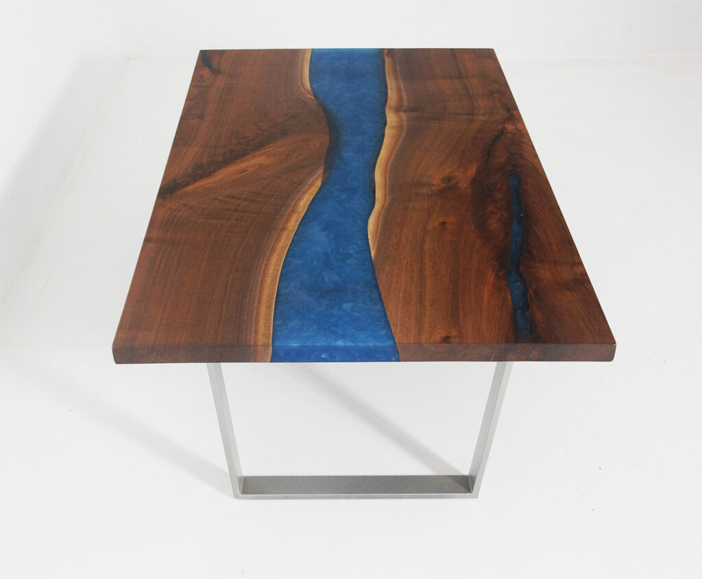 http://Walnut%20Coffee%20River%20Table%20With%20Blue%20&%20White%20Resin%202