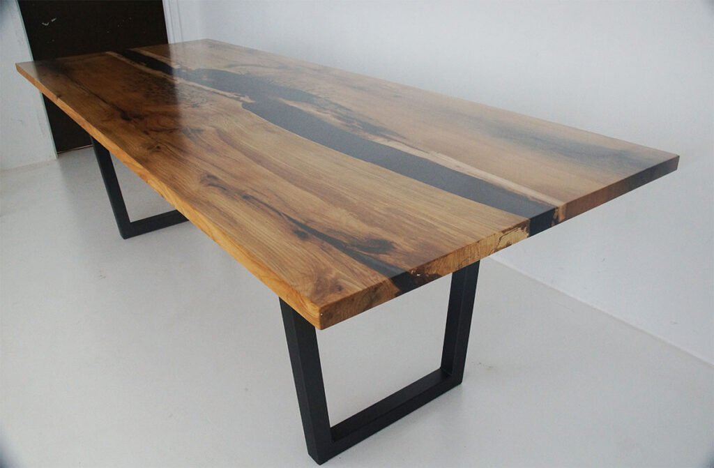 http://Distressed%20Hickory%20Dining%20Room%20Table%20With%20Translucent%20Black%20Epoxy%20River%207