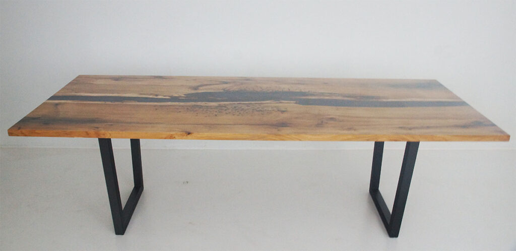http://Distressed%20Hickory%20Dining%20Room%20Table%20With%20Translucent%20Black%20Epoxy%20River%206