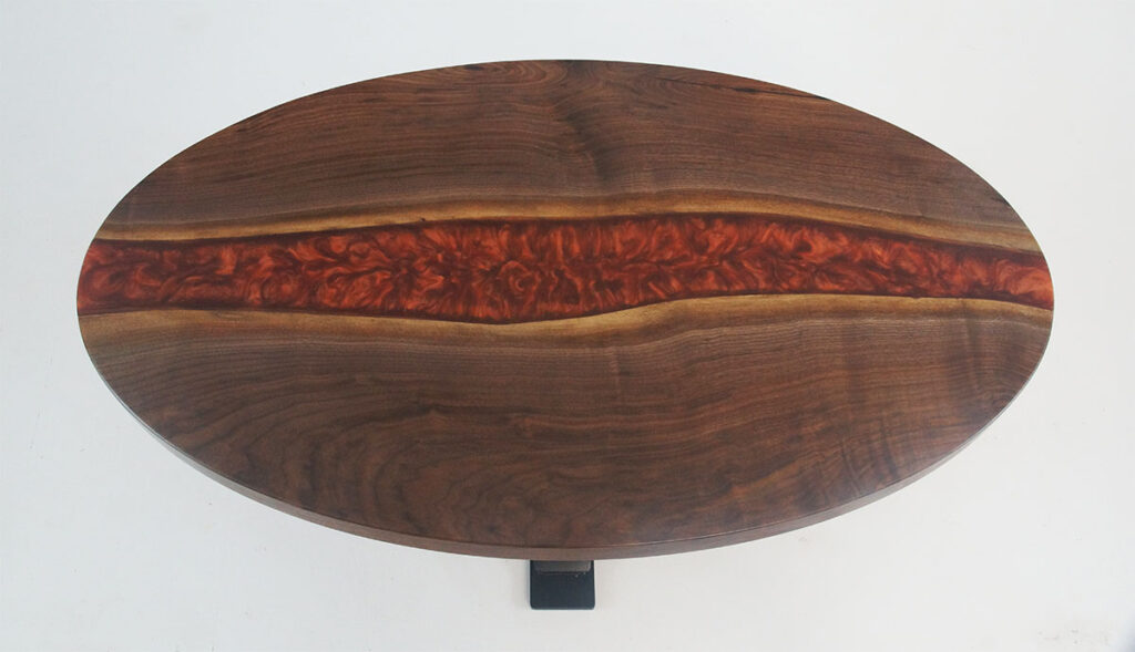 http://Walnut%20River%20Coffee%20Table%20And%20Side%20Table%20Set%20With%20Copper%20&%20Red%20Resin%203