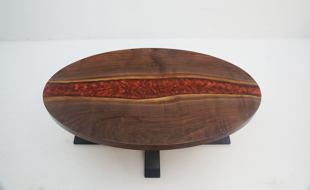 http://Walnut%20River%20Coffee%20Table%20And%20Side%20Table%20Set%20With%20Copper%20&%20Red%20Resin%204