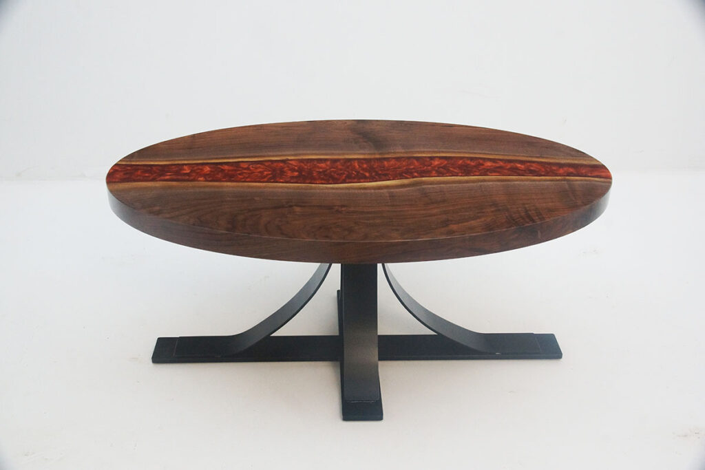 http://Walnut%20River%20Coffee%20Table%20And%20Side%20Table%20Set%20With%20Copper%20&%20Red%20Resin%201