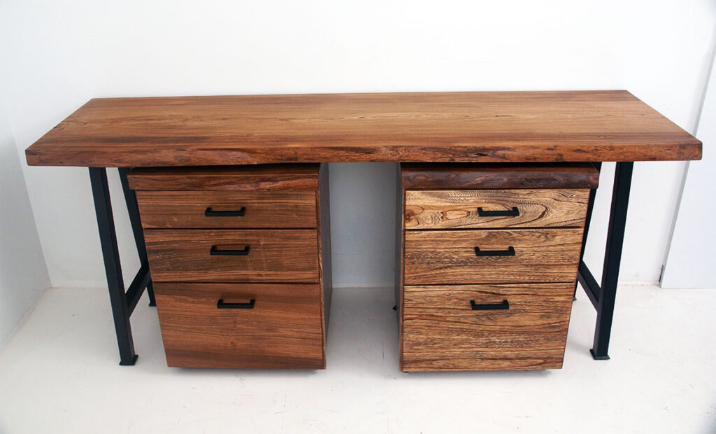 http://Live%20Edge%20Elm%20Wood%20Slab%20Home%20Office%20Desk%20With%20Matching%20Rolling%20Cabinets%205