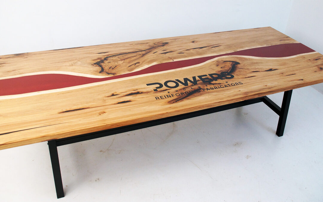 CNC Engraved Hickory Epoxy Resin River Conference Table