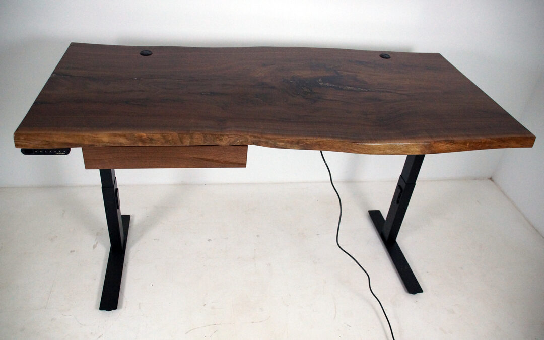 Handmade Live Edge Walnut Adjustable Height Rising Desk