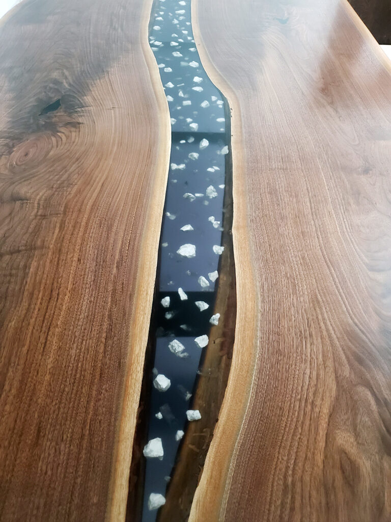 http://Custom%20Live%20Edge%20Black%20Epoxy%20Dining%20Table%20With%20Crystals%207