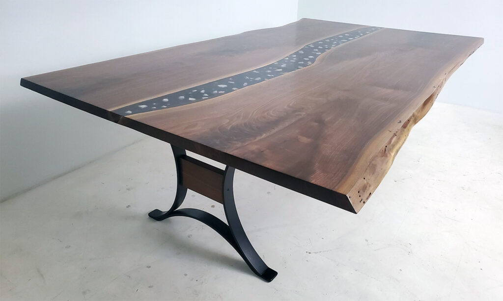 http://Custom%20Live%20Edge%20Black%20Epoxy%20Dining%20Table%20With%20Crystals%203