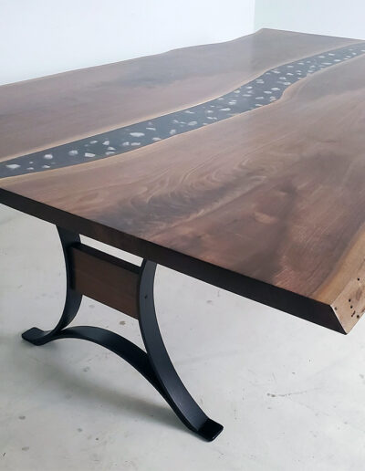 Custom Live Edge Black Epoxy Dining Table With Crystals 3