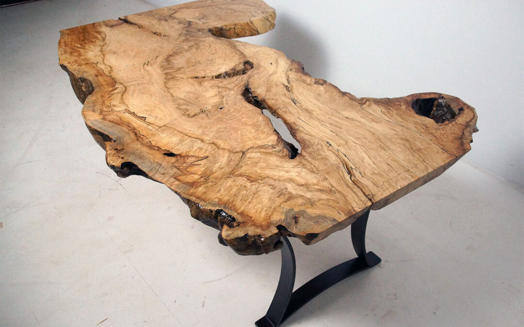 Natural Maple Burl Live Edge Coffee Table