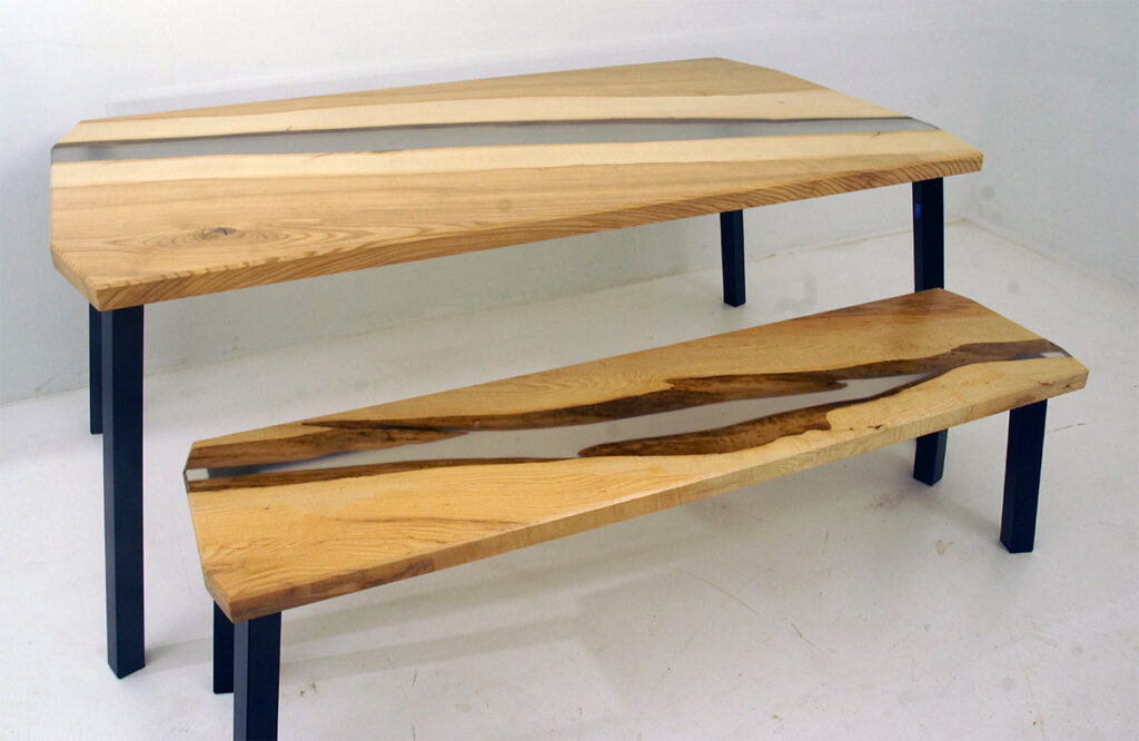 http://Ash%20Table%20&%20Bench%20With%20Clear%20Epoxy%209